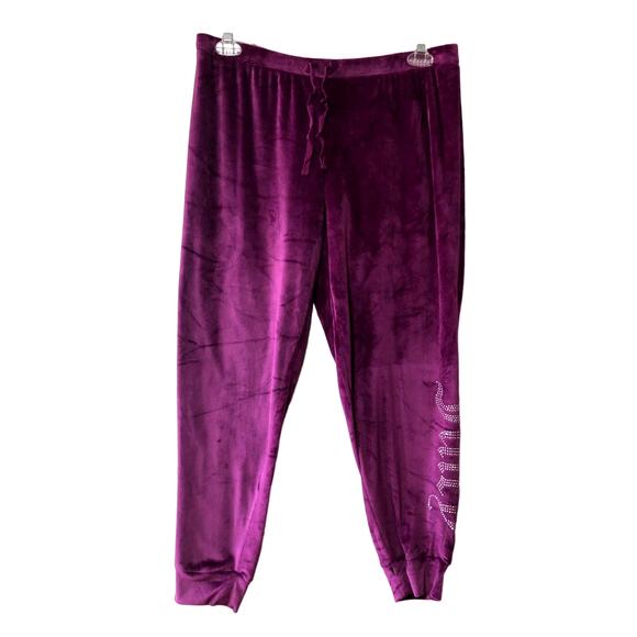 Juicy Couture Women's Jogger Sleepwear Pants Lounge Pink Fuchsia Velvet Large - Picture 1 of 8